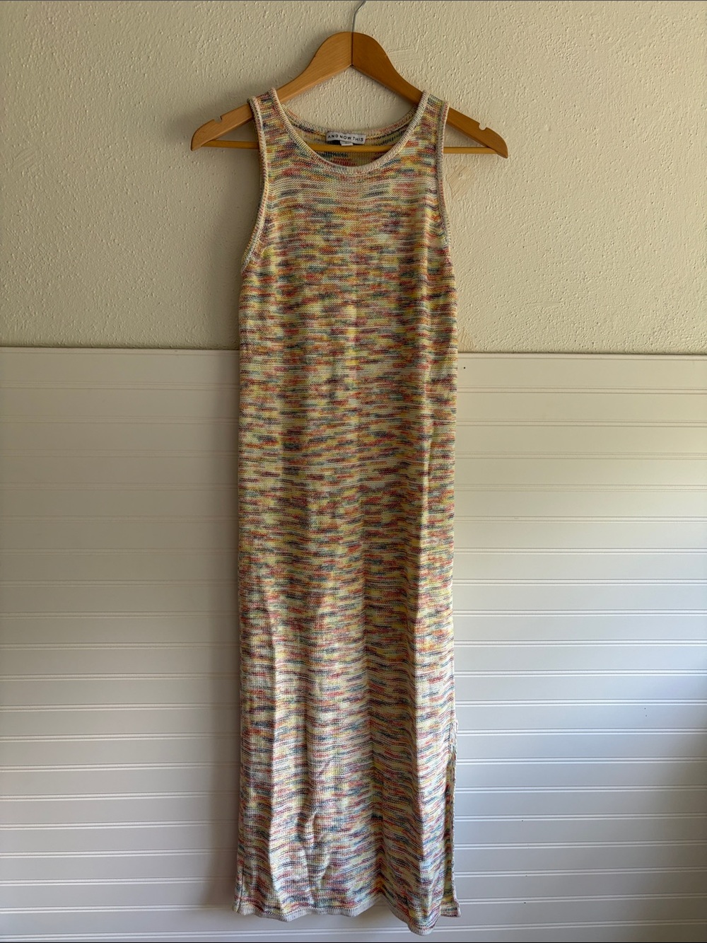 Sleeveless Multi-Color Knit Midi Dress